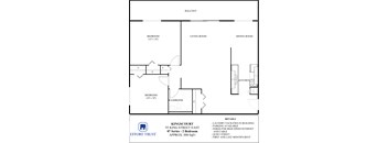 A floor plan for a 2 bedroom apartment at Kingscourt on King Street East.