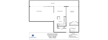 A floor plan for a one bedroom apartment from Effort Trust.