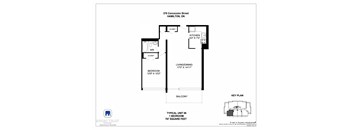 A floor plan for a 1 bedroom apartment at 370 Concession Street, Hamilton, ON.