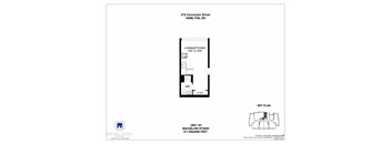 A drawing of a floor plan for a studio apartment at Effort Trust.