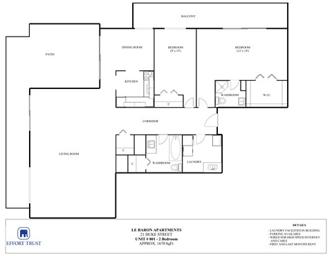 A floor plan of a property with a living room, kitchen, dining room, and bathrooms.