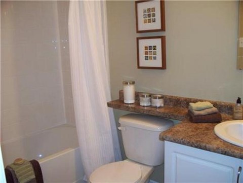 A bathroom with a toilet, sink, and a shower curtain.