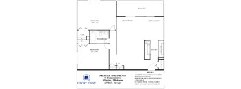 A floor plan for a 2 Bedroom Apartment at Prestige Apartments.