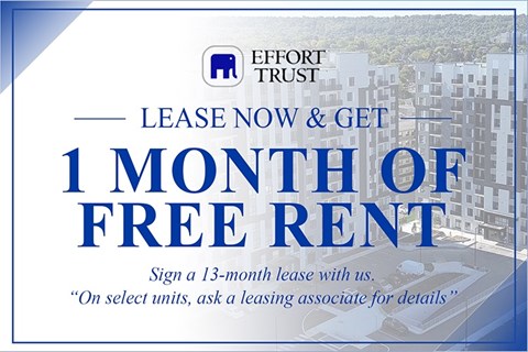 A promotional image for Effort Trust offering a free month of rent for a 13-month lease.