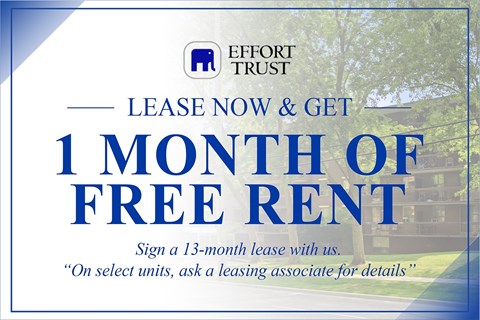 A sign advertising a free month of rent for signing a 13-month lease.