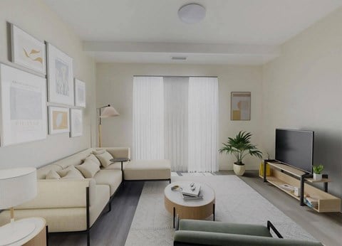 Living Room With TV at Sylk Towers, Kitchener Ontario