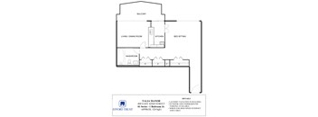 A floor plan for a Talia Manor apartment shows a living room, dining room, kitchen, bed sitting and a washroom.