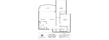 A floor plan for a Talia Manor apartment shows a living room, dining room, kitchen, and three bedrooms.