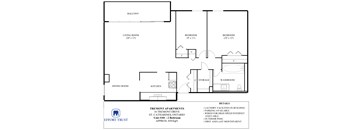 A floor plan of a Tremont Apartment with details about the building.