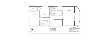 A floor plan of a 2 bedroom, 2 bathroom apartment with a living room and balcony.