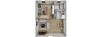 floorplan of a 1 bedroom 1 bathroom apartment