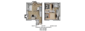 floorplan of a 2 bedroom 1 and a half bathroom townhome