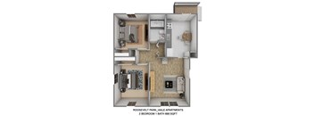 floorplan of a 2 bedroom 1 bathroom apartment