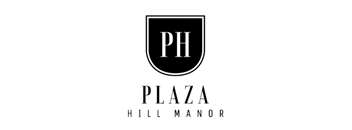A logo with the letters "PH" inside a shield and the words "PLAZA HILL MANOR" below it.