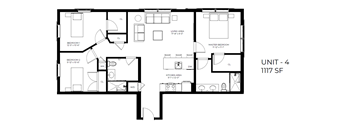 A black and white image of a floor plan for a unit.
