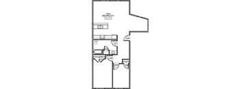 A floor plan of a two bedroom apartment with rooms numbered 220, 221, 222, 223, 224, 225, and 226.