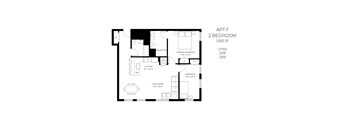 A floor plan of an apartment with two bedrooms.