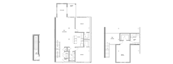Three floor plans for a house are shown in black and white.