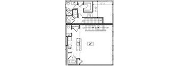 A floor plan of a two-story house with a garage on the first floor and a living area on the second floor.