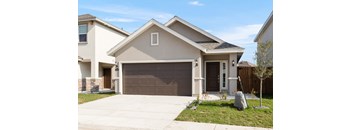 A modern house with a brown garage door.
