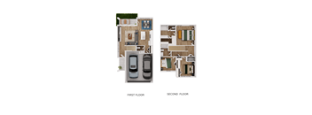 A floor plan of a two-story house with a first and second floor.