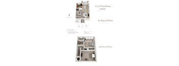 2 bed 1 and half TH Floor Plan at Sienna Ridge, Atlanta, 30345