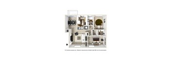2 Bed 2 Bath CLASSIC Floor Plan at Cumberland Pointe, Smyrna, GA, 30080