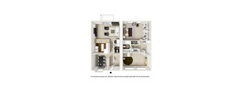 2 Bed 1.5 Bath Townhomes Floor Plan at Cumberland Pointe, Georgia