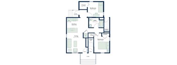 Two Bedroom Floorplan at Poplar Place Apartments, Springfield, IL 62703