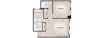One Bedroom Floorplan at Sheridan Park, Chicago, Illinois
