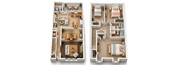 3 bedroom, 2.5 bathroom floor plan