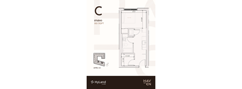 A floor plan for a studio apartment sized at 323 square feet is displayed.