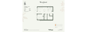 1  Bed   1  Bath   670 Sq. Ft. Floor Plan B at Woodland Place Apartments, Langford, BC