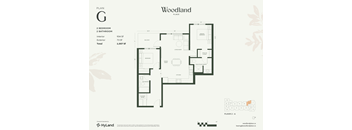 2  Bed   2  Bath   934 Sq. Ft. Floor Plan G at Woodland Place Apartments, British Columbia