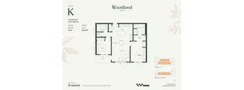2  Bed   2  Bath   975 Sq. Ft. Floor Plan K at Woodland Place Apartments, Langford, BC