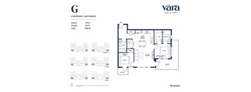 A floor plan for a Vara Heart of Surrey property showing two bedrooms and two bathrooms.