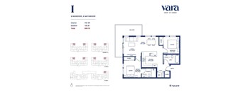A floor plan for a Vara Heart of Surrey property showing two bedrooms and two bathrooms.