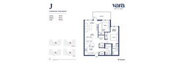 A floor plan for a property by VARA HEART OF SURREY shows a 2 bedroom, 2 bathroom apartment.