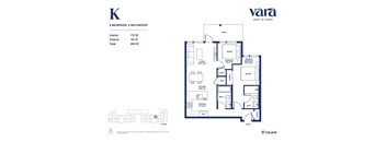 A floor plan for a property with two bedrooms and two bathrooms.