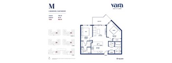 A floor plan for a property with two bedrooms and two bathrooms.