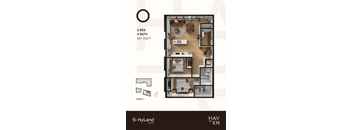 A floor plan of a two bedroom, two bathroom apartment that is 827 square feet.