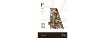 A floor plan of a 2 bedroom, 2 bathroom apartment sized 856 square feet.