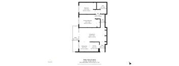 A black and white image of a floor plan for a house with a total area of 732 sq. ft.