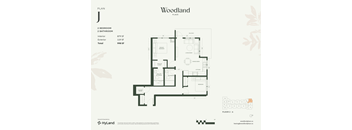 2  Bed   2  Bath 879 Sq. Ft. Floor Plan J at Woodland Place Apartments, Langford, BC, L4H 3P6