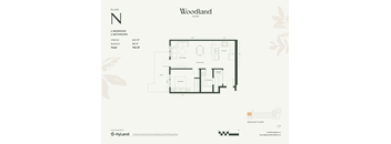 1  Bed   1  Bath   663 Sq. Ft. Floor Plan N at Woodland Place Apartments, Langford