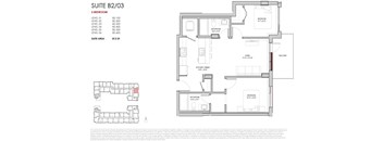 A floor plan for a suite area of 813 square feet is shown.