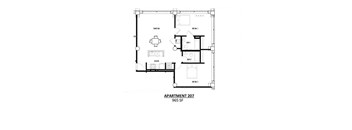 Apartment 207 is 965 square feet.