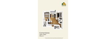 A cornerstone apartment by Leston Holdings has two beds and two baths.