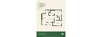 A floor plan for a property called Crocus, which has 2 beds, 1 bath, and is 862 square feet in size.