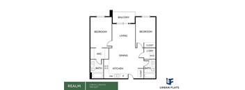 A floor plan of a Realm Urban Flats apartment.